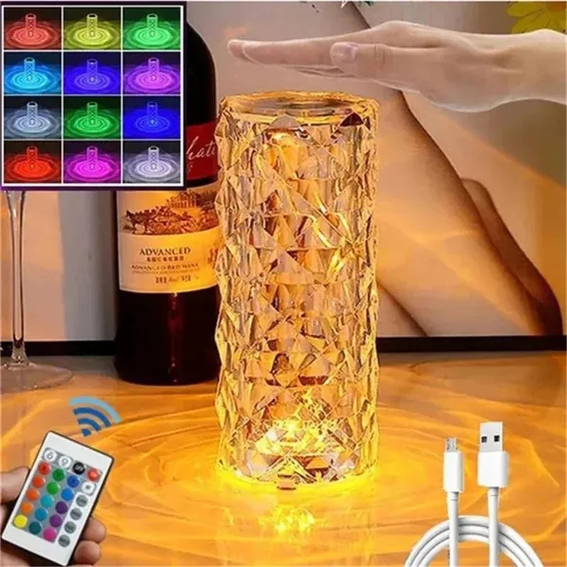 "✨ 16-Color Diamond Crystal LED Table Lamp with Remote – Elegant & Dazzling Glow! 💎"